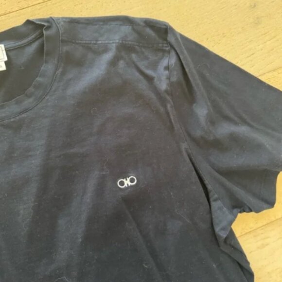 Salvatore Ferragamo Logo Crew Neck T-Shirt Men's Size XL Black - Picture 2 of 4